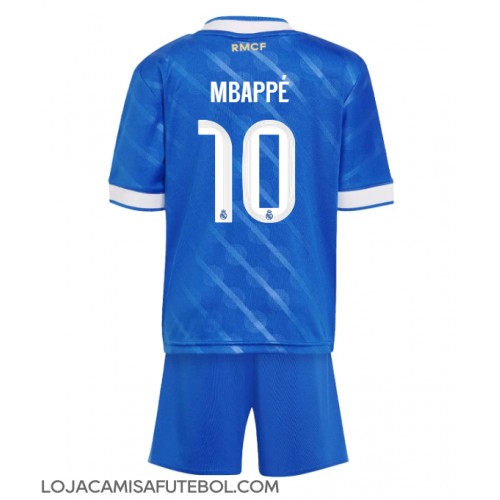 Camisa de Futebol Real Madrid Kylian Mbappe #10 Equipamento Alternativo Infantil 2025-26 Manga Curta (+ Calças curtas)